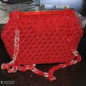 Πλεκτή Vintage Red Diamond - νήμα, clutch, ώμου, πλεκτές τσάντες - 2