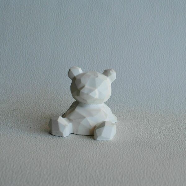 Διακοσμητικό Αρκουδάκι Βάση Κινητού από τσιμέντο Λευκό 10cm | Concrete Decor - τσιμέντο, αρκουδάκι, διακοσμητικά - 3