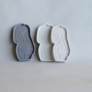 Διακοσμητικός Δίσκος από τσιμέντο Λευκό με Σχέδιο Γυναικείο Σώμα 15.5cm | Concrete Decor - τσιμέντο, πιατάκια & δίσκοι - 3