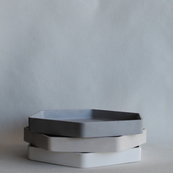 Εξάγωνος Διακοσμητικός Δίσκος από τσιμέντο Μπεζ 27cm | Concrete Decor - δίσκος, τσιμέντο, πιατάκια & δίσκοι - 2