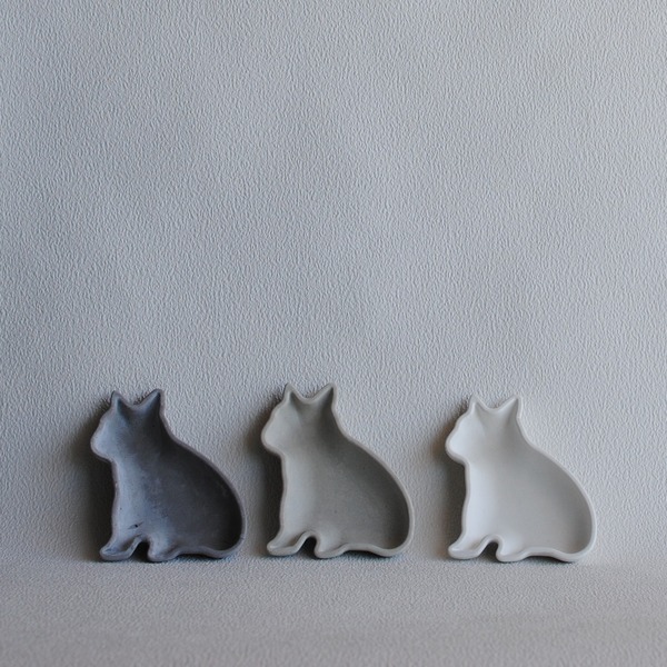 Διακοσμητικό Δισκάκι σε Σχήμα Γάτας από τσιμέντο Λευκό 10cm| Concrete Decor - τσιμέντο, γάτα, πιατάκια & δίσκοι - 2