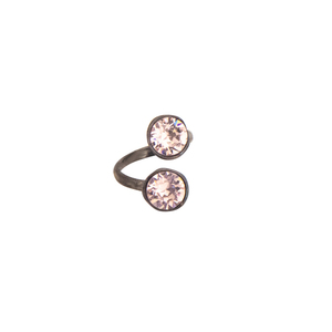 Δαχτυλίδι Μαύρο με Κρύσταλλο Swarovski - ημιπολύτιμες πέτρες, ορείχαλκος, boho, για γάμο, αυξομειούμενα