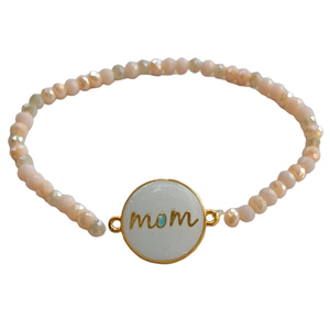 Μαμά βραχιόλι – μπεζ - charms, ταυτότητες, χάντρες, μαμά, κοσμήματα, χεριού, αυξομειούμενα
