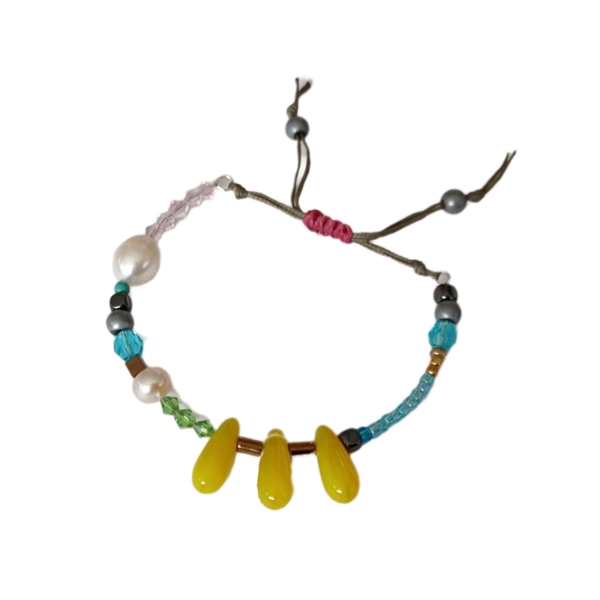 Βραχιόλι spring colours - (πολύχρωμο) - μαργαριτάρι, μακραμέ, χάντρες, χεριού, αυξομειούμενα