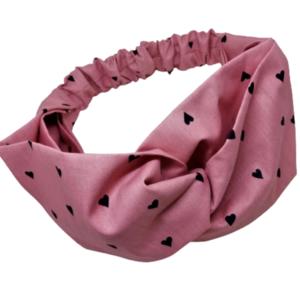 Κορδέλα Turban Style ροζ nude με μαύρο - ύφασμα, για τα μαλλιά, δώρα για γυναίκες, κορδέλες μαλλιών - 3