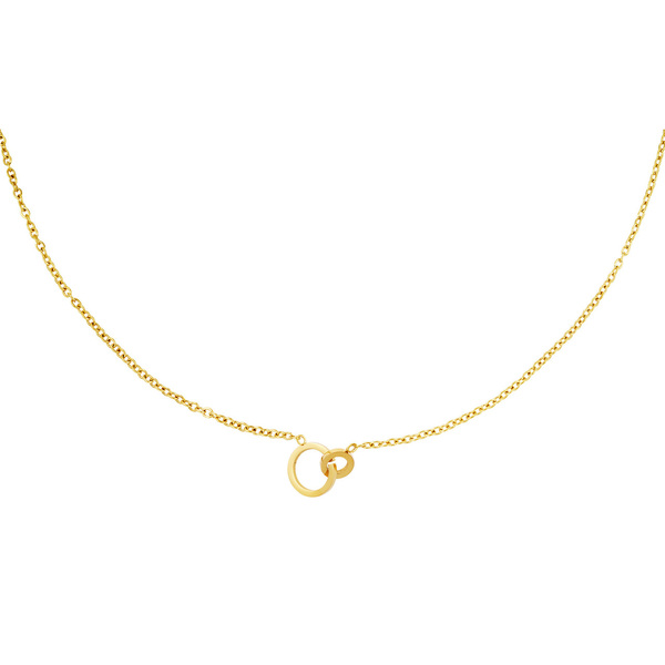 Ατσάλινο κοντό κολιέ αλυσίδα με κύκλους χρυσό - charms, επιχρυσωμένα, άπειρο, κοντά, ατσάλι