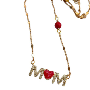 Κολιέ για τη μαμά με καρδούλα και κόκκινο κοράλλι - κοράλλι, charms, καρδιά, μαμά, κοσμήματα