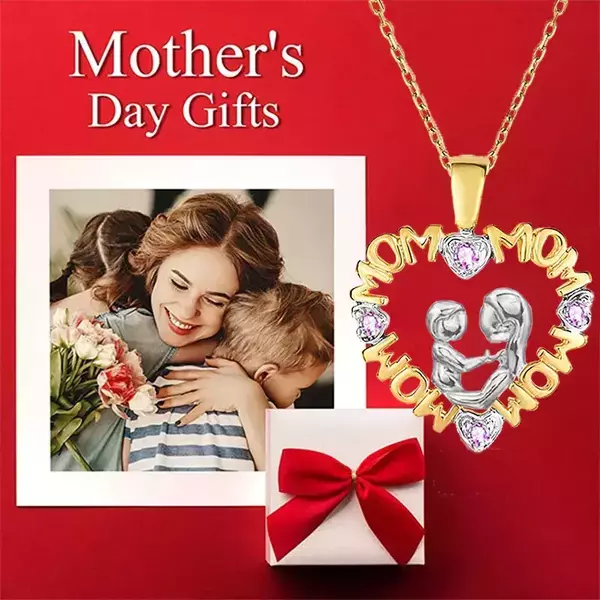 Δωρο Γιορτη της Μητερας . Κολιε<< Μαμα-παιδι>> σε χρυσο και ασημι χρωμα, απο ατσαλι και ζιργκονακια - μαμά, μακριά, ατσάλι, γιορτή της μητέρας, μενταγιόν - 4