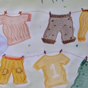 Παιδικός πίνακας σε ψηφιακή επιχρωματισμένη εκτύπωση, "Αγορίστικη μπουγάδα Νο Νο3". Διαστάσεις 30Χ30εκ. - ζωγραφισμένα στο χέρι, πίνακες & κάδρα, αγόρι, για μωρά, διακοσμητικό παιδικού δωματίου - 4