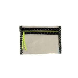Διάφανο τσαντάκι/ νεσεσέρ ασπρόμαυρο με πράσινο φερμουάρ - ύφασμα, αδιάβροχο, τσαντάκια, καλλυντικών, ταξιδίου