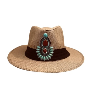 Ψάθινο καπέλο Panama - Boho crystal - ζωγραφισμένα στο χέρι, απαραίτητα καλοκαιρινά αξεσουάρ, ψάθινα