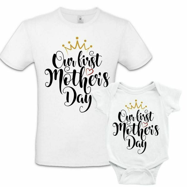 Σετ Tshirt & βρεφικό φορμάκι από 100% βαμβάκι για μαμά και μωρό - personalised, βρεφικά