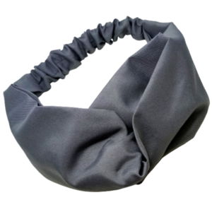 Κορδέλα Turban Style γκρι ανθρακί σατινέ - ύφασμα, για τα μαλλιά, κορδέλες μαλλιών - 4