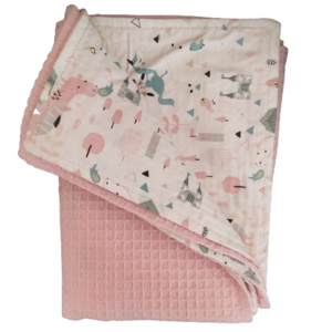Κουβέρτα βρεφική πικέ δώρο για νεογέννητο κορίτσι ροζ 105*75 εκατοστά - κουβέρτες, κορίτσι, δώρο