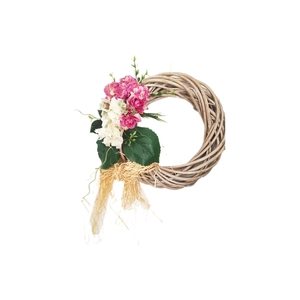 Ανοιξιάτικο στεφάνι βεργινο καφε-γκρι 30x7cm με ορτανσιες - στεφάνια, ανοιξιάτικα λουλούδια