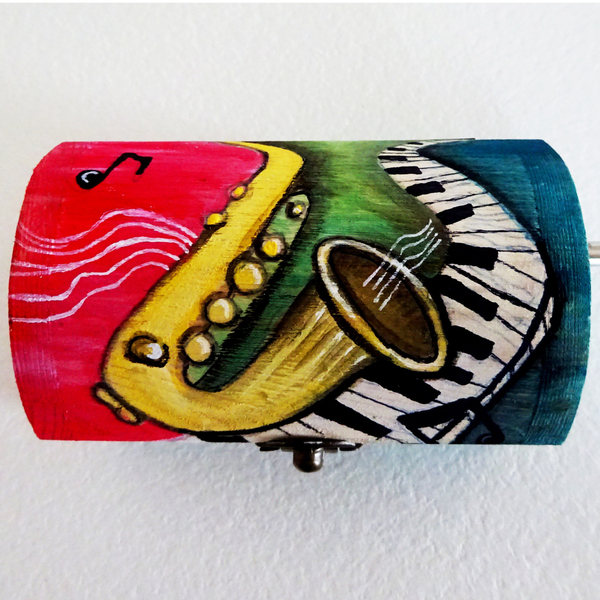Μελωδικό ζωγραφισμένο κουτάκι για δώρο σε μουσικόφιλους. - ξύλινα διακοσμητικά - 2