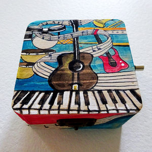 Μουσικό κουτί με μελωδία, ζωγραφισμένο στο χέρι. - ξύλο, διακοσμητικά - 2