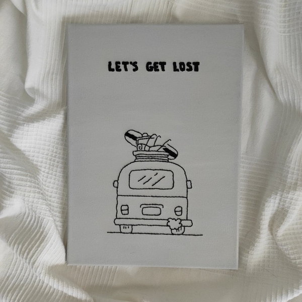 Κεντημένος καμβάς "Let's get lost" - μέγεθος 25x35 - κεντητά, πίνακες & κάδρα, καμβάς, πίνακες ζωγραφικής, πίνακες σε καμβά - 2