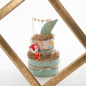 Χειροποίητο Diaper Cake Unisex - Happy Fox - κορίτσι, αγόρι, σετ δώρου, δώρο γέννησης, diaper cake - 4