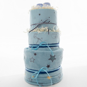 Χειροποίητο Diaper Cake για αγοράκι - Baby Blue Prince - αγόρι, δώρα για μωρά, σετ δώρου, δώρο γέννησης, diaper cake