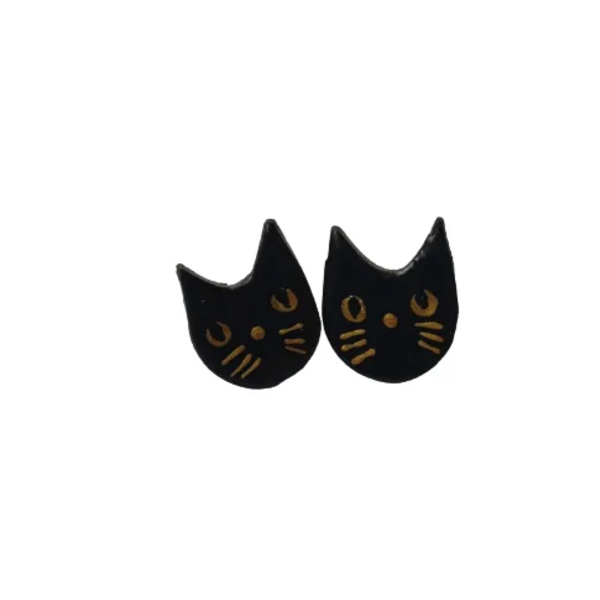 Σκουλαρίκια γάτα Cat Heads (The Suey Design) - πηλός, καρφωτά, μικρά, καρφάκι, φθηνά