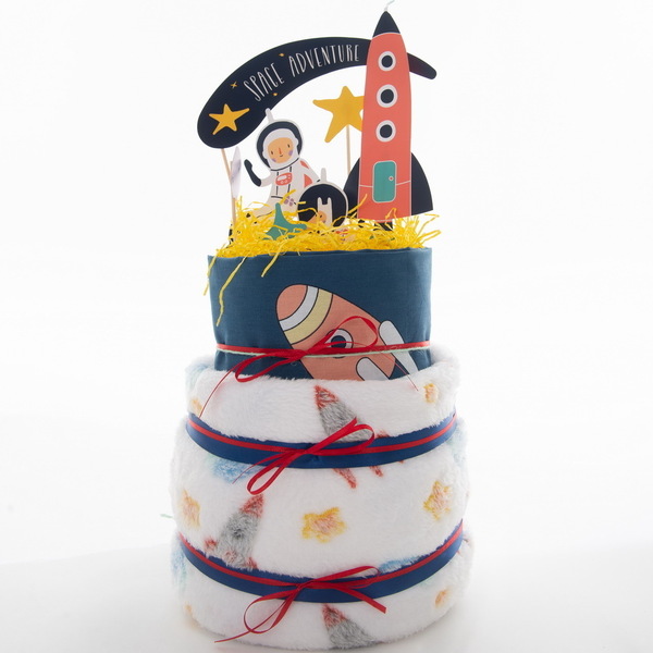 Χειροποίητο Diaper Cake για αγοράκι - Rocket Boy - αγόρι, δώρα για μωρά, σετ δώρου, δώρο γέννησης, diaper cake