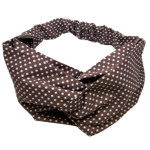 Κορδέλα Turban Style καφέ- λευκό - ύφασμα, βαμβακερές κορδέλες, δώρα για γυναίκες, κορδέλες μαλλιών - 2