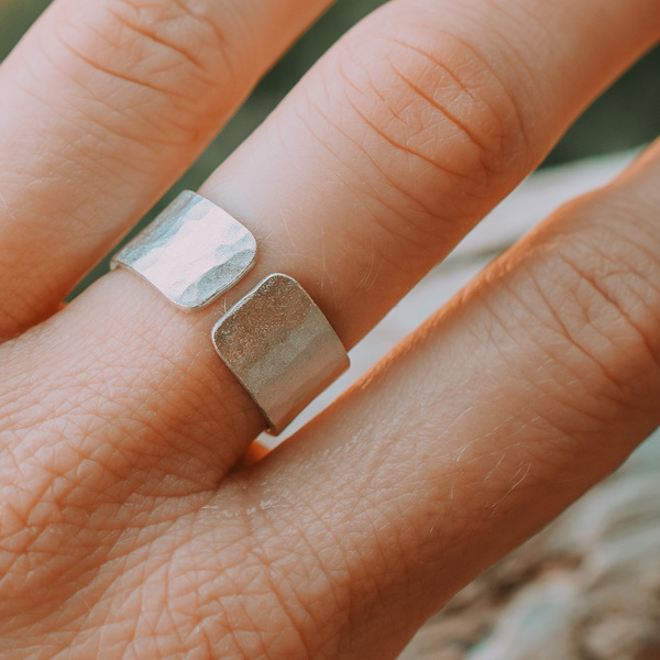 Ανοιχτό δαχτυλίδι 8 mm σφυρήλατο ασήμι 925 - ασήμι, μεγάλα, αυξομειούμενα - 4