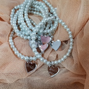Βραχιόλι Bride με πέρλες και καρδιά για το Bachelorette της Νύφης - καρδιά, plexi glass, πέρλες, χεριού - 5