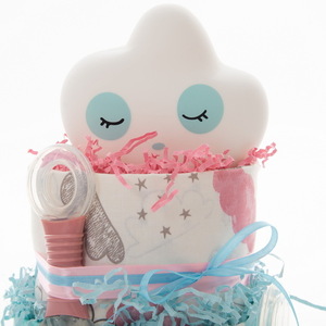 Χειροποίητο Diaper Cake για διδυμάκια - Cloud for twins - κορίτσι, αγόρι, σετ δώρου, δώρο γέννησης, diaper cake - 2