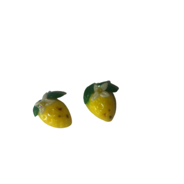 χειροποιητα μικρα καρφωτα σκουλαρικια λεμονακια(πολυμερικου πηλου) - πηλός, καρφωτά, μικρά, καρφάκι
