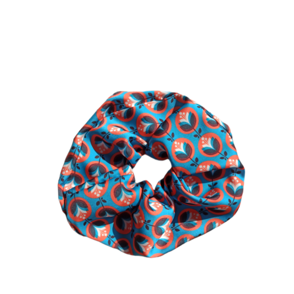 Oversized silk satin scrunchies 70s style - ύφασμα, γεωμετρικά σχέδια, λαστιχάκια μαλλιών, σατεν scrunchies, satin scrunchie - 3
