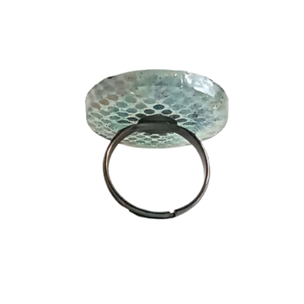Δαχτυλίδι στρόγγυλο με υγρό γυαλί - γυαλί, γεωμετρικά σχέδια, μεγάλα, αυξομειούμενα, φθηνά - 4