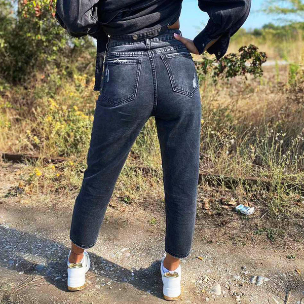 Γυναικείο παντελόνι jean black - γυναικεία - 2