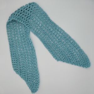 Μαντήλι crochet χειροποίητο γαλάζιο - νήμα, κορδέλες μαλλιών, 100% βαμβακερό - 2