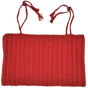 Crop top πλεκτό χειροποίητο βαμβακερό κοραλλί - βαμβάκι, crochet, crop top