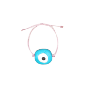 Βραχιόλι παιδικό ροζ ή λευκό με χειροποίητο μάτι απο πολυμερικό πηλό 3εκ. (πετρολ) apois - κορίτσι, αγόρι, μάτι, κοσμήματα, παιδικά βραχιόλια