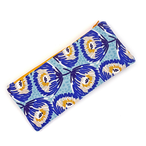 Pouch-κασετίνα Blue Flowers 10x22 cm - ύφασμα, κασετίνες, καλλυντικών, ταξιδίου