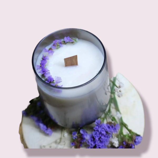Luxury candle σόγιας με ξύλινο φυτιλι 340γρ - αρωματικά κεριά
