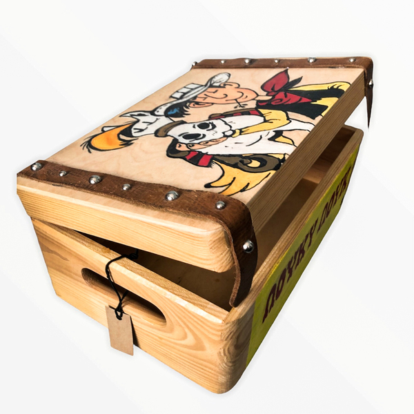 Ξύλινο μπαουλάκι αποθήκευσης-βιβλίο ζωγραφισμένο με θέμα "Ήρωας κόμικ" - Διαστάσεις: 30*20 εκ. - αγόρι, οργάνωση & αποθήκευση, ήρωες κινουμένων σχεδίων - 3
