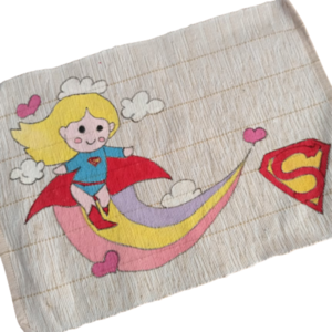 σουπλά φαγητού ' supergirl ' για κορίτσια - ζωγραφισμένα στο χέρι, όνομα - μονόγραμμα, personalised, σουπλά
