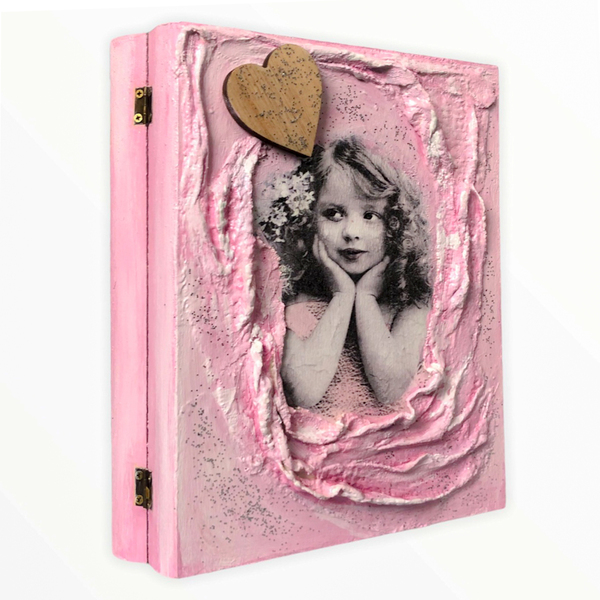 Ξύλινο κουτί αποθήκευσης-βιβλίο με vintage θέμα "Κορίτσι" - Διαστάσεις: 25*19*5 εκ. - vintage, κορίτσι, δώρο, οργάνωση & αποθήκευση - 2