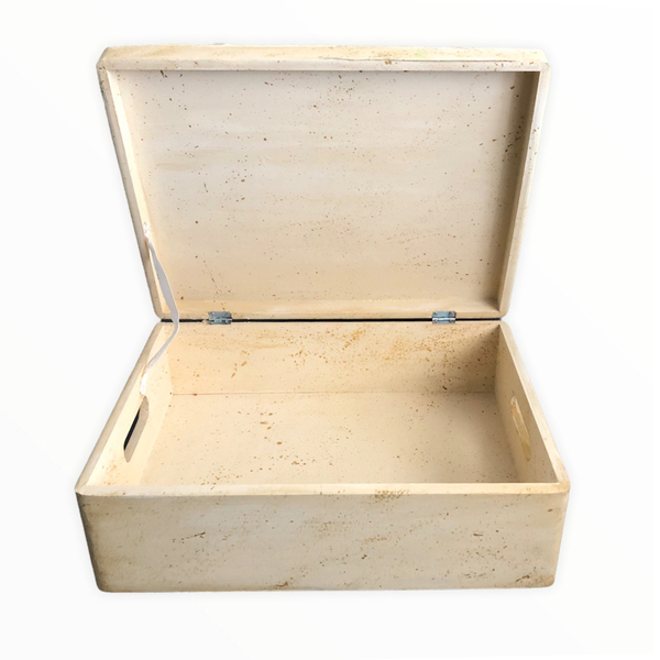 Ξύλινο μπαούλο αποθήκευσης με υγρό γυαλί και βότσαλα - Διαστάσεις: 39*29*14,5 εκ. - ξύλο, πέτρα, ρητίνη, οργάνωση & αποθήκευση - 5