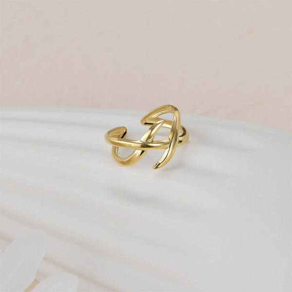 Ατσάλινο Γυναικείο Δαχτυλίδι MILOS σε χρυσό χρώμα ,αυξομειούμενο μέγεθος. - γεωμετρικά σχέδια, ατσάλι, boho, αυξομειούμενα, φθηνά - 2