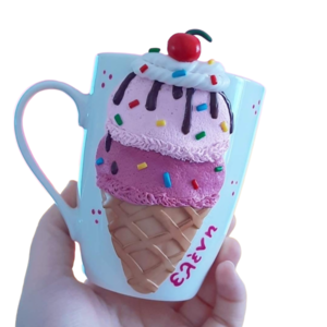 Κούπα παγωτό από πολυμερικό πηλό - πηλός, πορσελάνη, κούπες & φλυτζάνια, παγωτό - 2