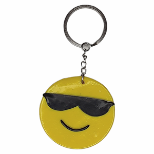 Μπρελόκ emoji με γυαλιά ηλίου από πολυμερικό πηλό - δώρο, πηλός, για παιδιά