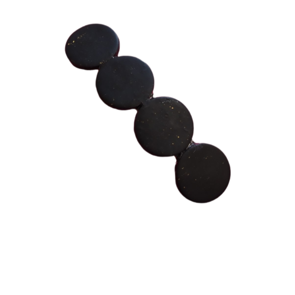 Μαύρο κλιπ για τα μαλλιά με κύκλους - πηλός - 3