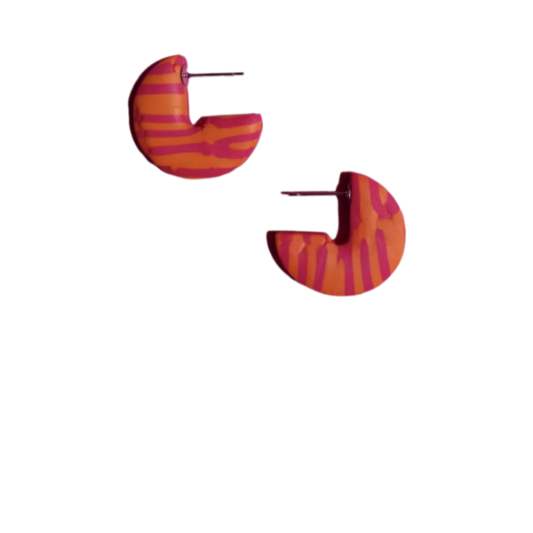 Δίχρωμα καρφωτά σκουλαρίκια από πολυμερικό πηλό - πηλός, καρφωτά, μικρά, καρφάκι - 3