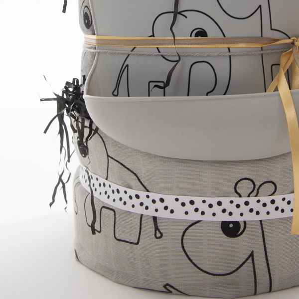 Γκρι Χειροποίητο Diaper Cake - Happy Zoo Grey - κορίτσι, αγόρι, σετ δώρου, δώρο γέννησης, diaper cake - 2