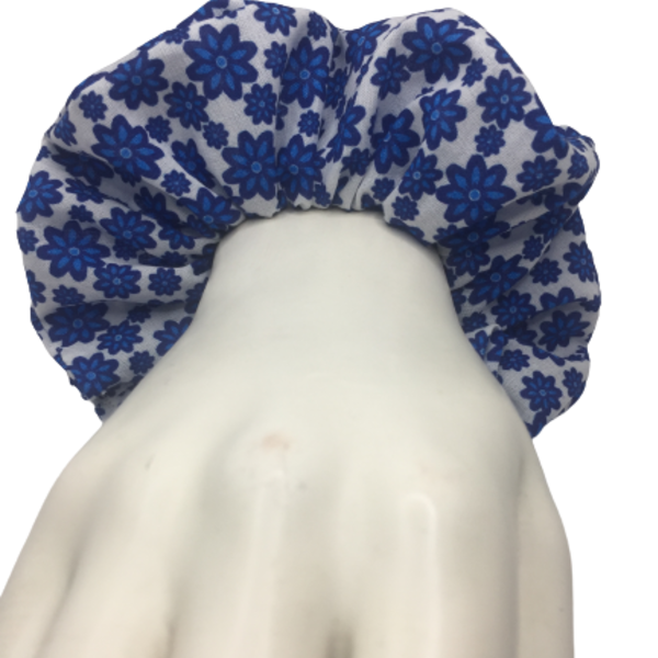 Υφασμάτινο λαστιχάκι - blue daisies - ύφασμα, κορίτσι, φλοράλ, για τα μαλλιά, λαστιχάκια μαλλιών - 5